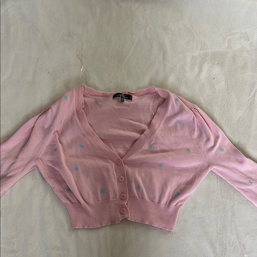 Blue Blush Pink Cropped Sweater
